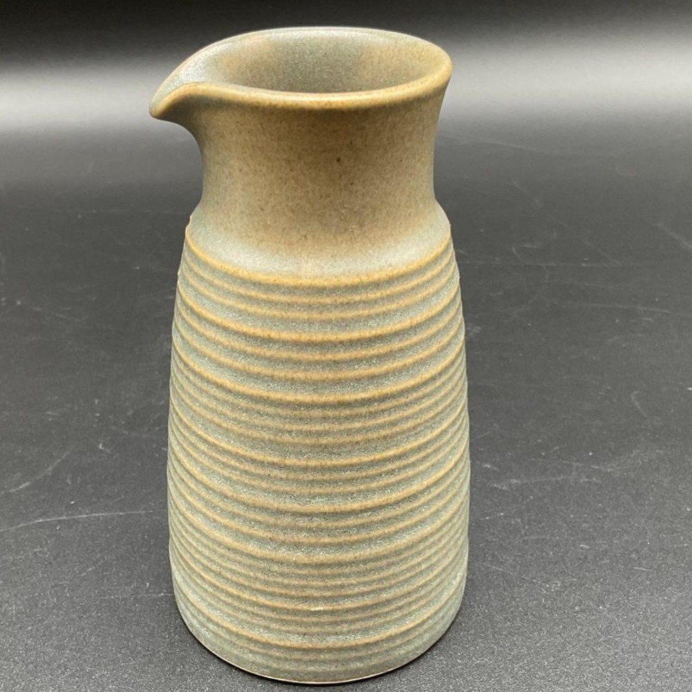 Vintage English Stoneware Pitcher Ribbed Blue Grey Studio Pottery Jug 5" England